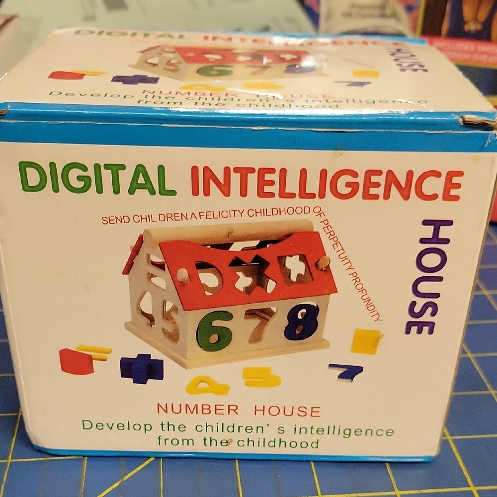 Digital Intelligence House Number Wood Toy 5" x 4" x 5.25"